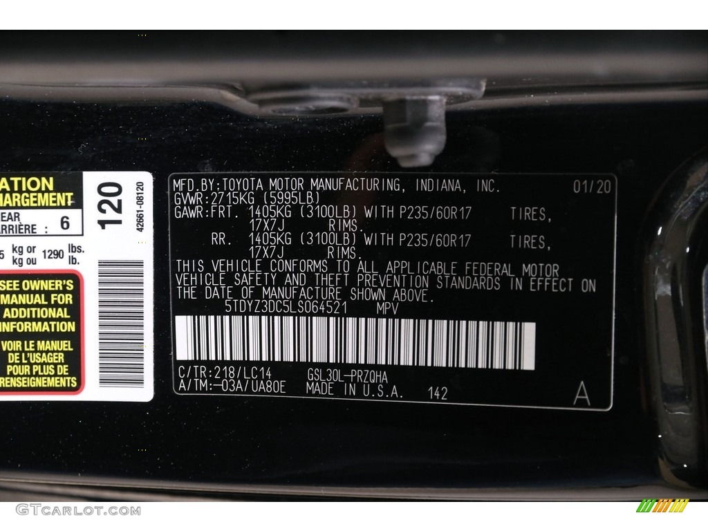 2020 Sienna XLE - Midnight Black Metallic / Ash photo #25