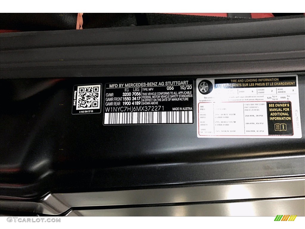 2021 G Color Code 056 for designo Night Black Magno (Matte) Photo #140600374