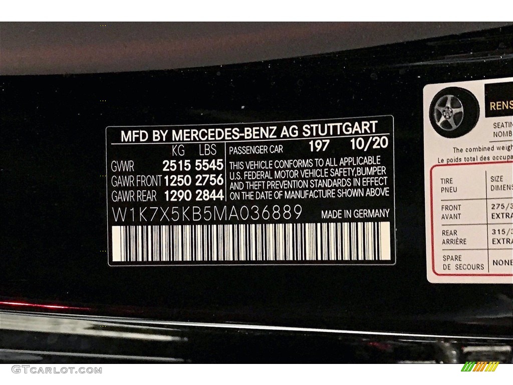 2021 AMG GT Color Code 197 for Obsidian Black Metallic Photo #140617969