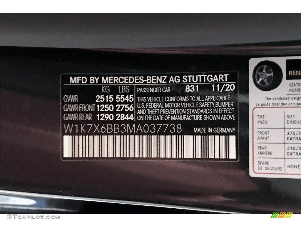 2021 AMG GT Color Code 831 for Graphite Gray Metallic Photo #140618188