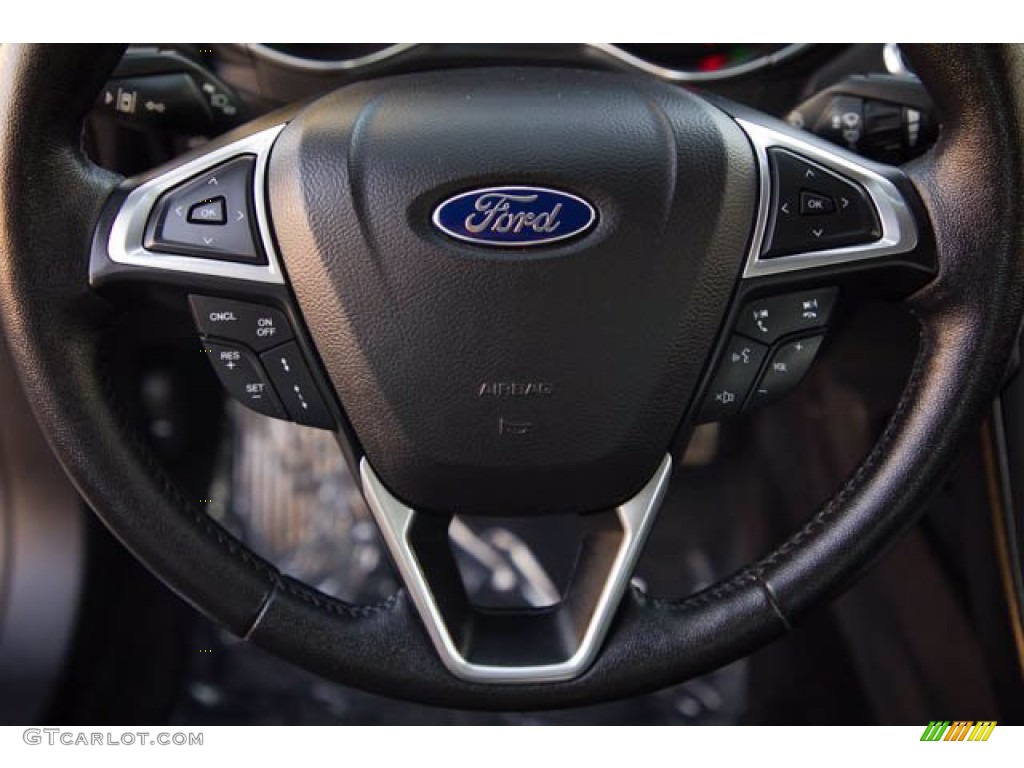 2017 Ford Fusion Energi Titanium Ebony Steering Wheel Photo #140623050