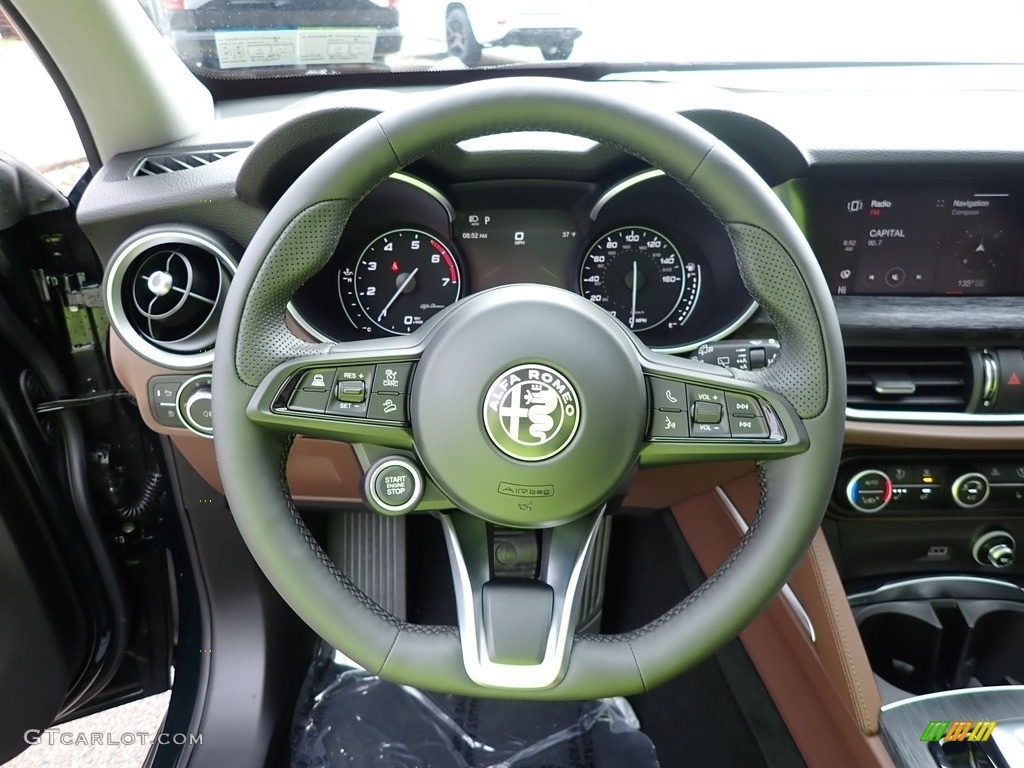 2021 Alfa Romeo Stelvio Sprint AWD Black/Chocolate Steering Wheel Photo #140624933
