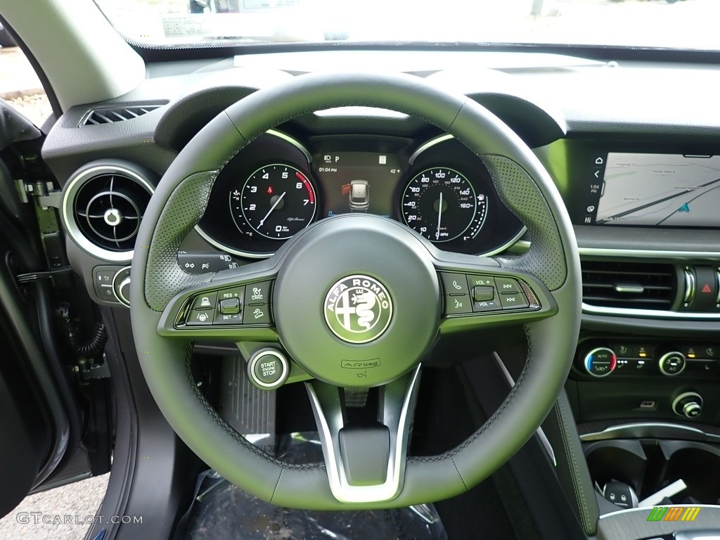 2021 Alfa Romeo Stelvio Ti AWD Black Steering Wheel Photo #140626895