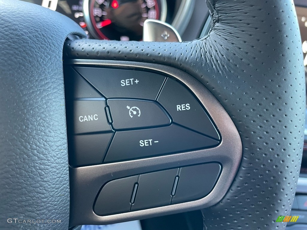 2021 Dodge Challenger R/T Scat Pack Black/Ruby Red Steering Wheel Photo #140626946