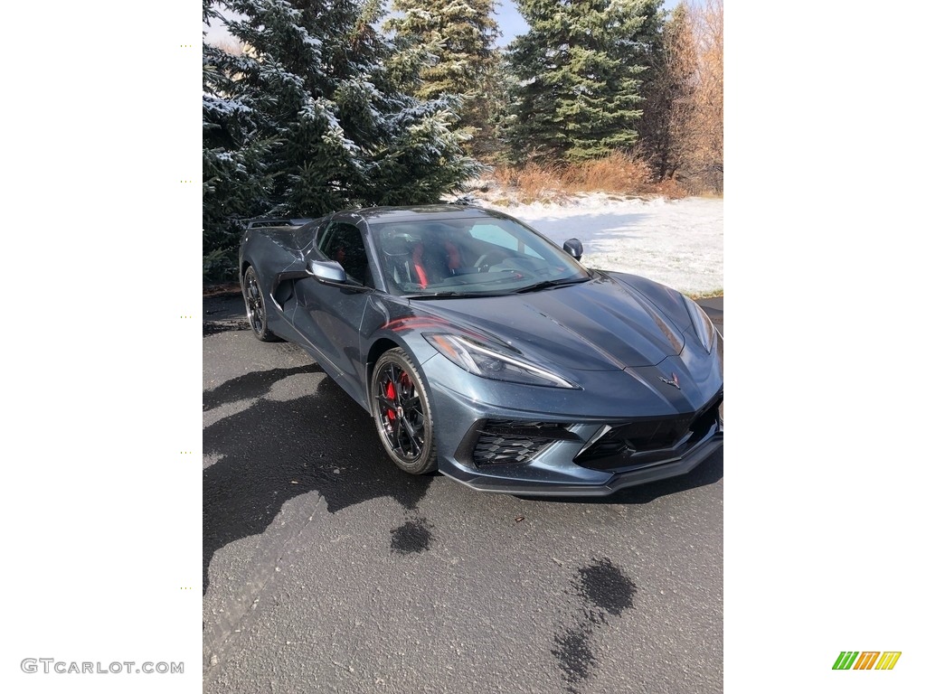 2020 Corvette Stingray Coupe - Shadow Gray Metallic / Adrenaline Red/Jet Black photo #15