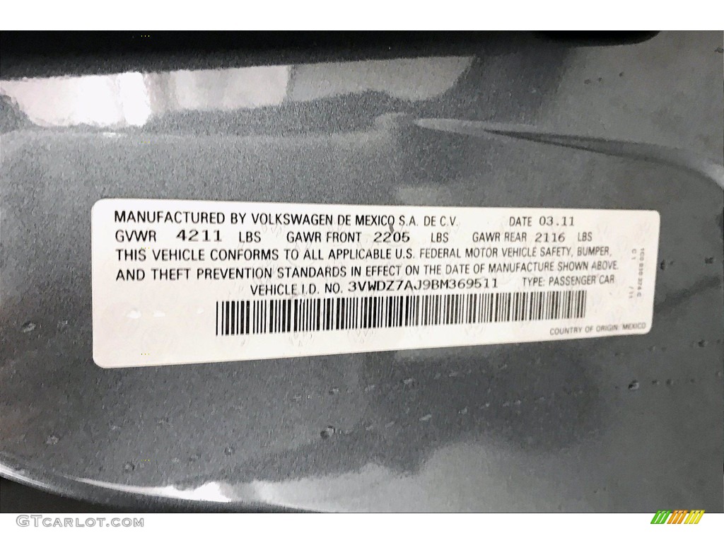 2011 Jetta SE Sedan - Platinum Gray Metallic / Titan Black photo #31
