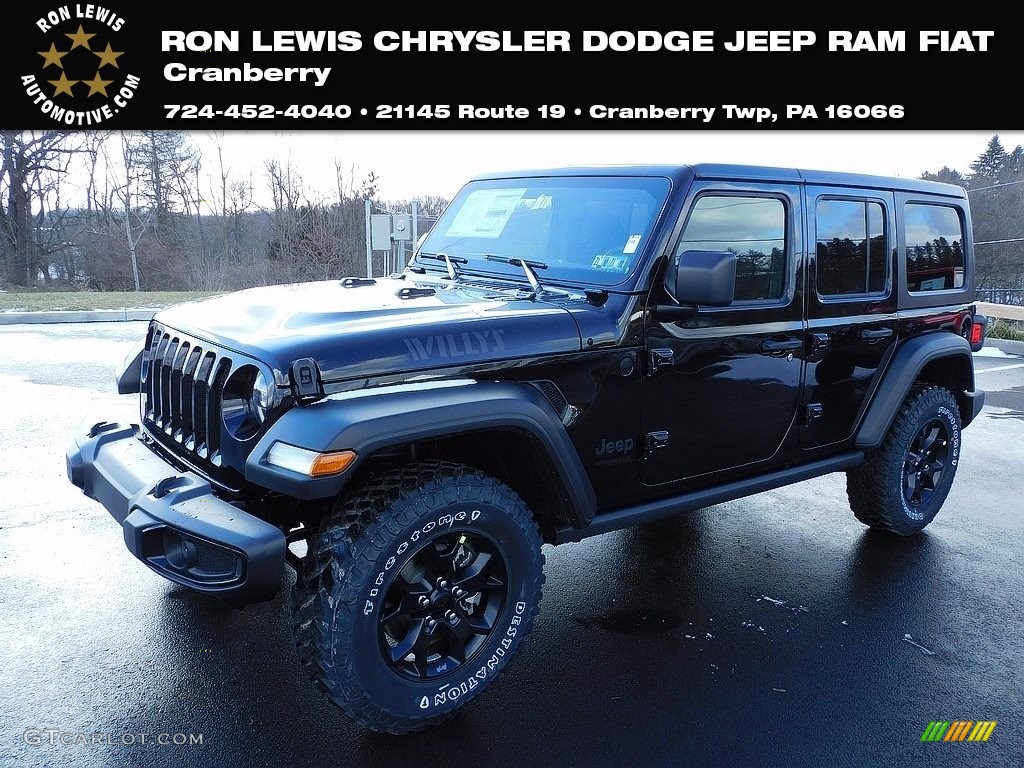 2021 Wrangler Unlimited Willys 4x4 - Black / Black photo #1