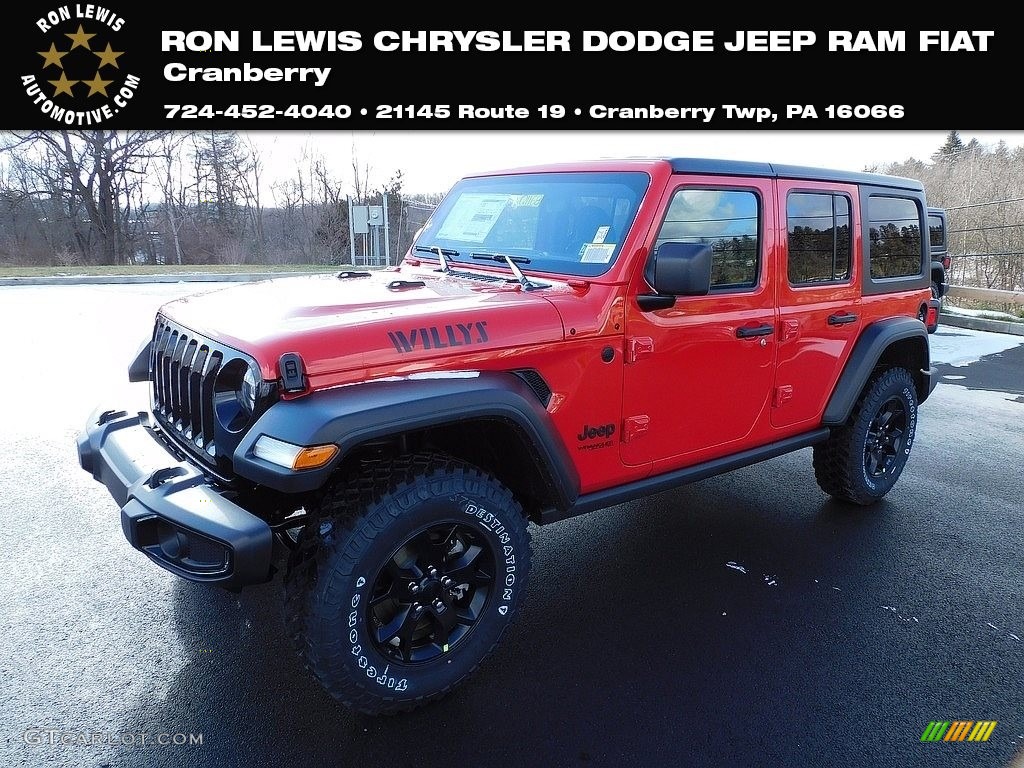 2021 Wrangler Unlimited Willys 4x4 - Firecracker Red / Black photo #1