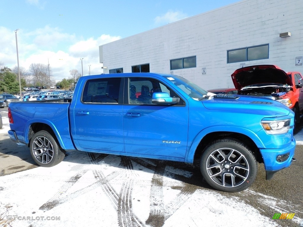 Hydro Blue Pearl 2021 Ram 1500 Laramie Crew Cab 4x4 Exterior Photo #140644595