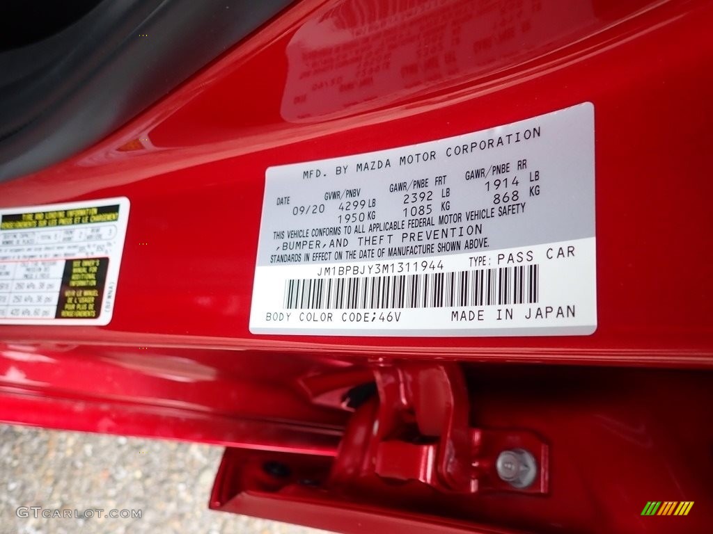 2021 Mazda3 Color Code 46V for Soul Red Crystal Metallic Photo #140649766