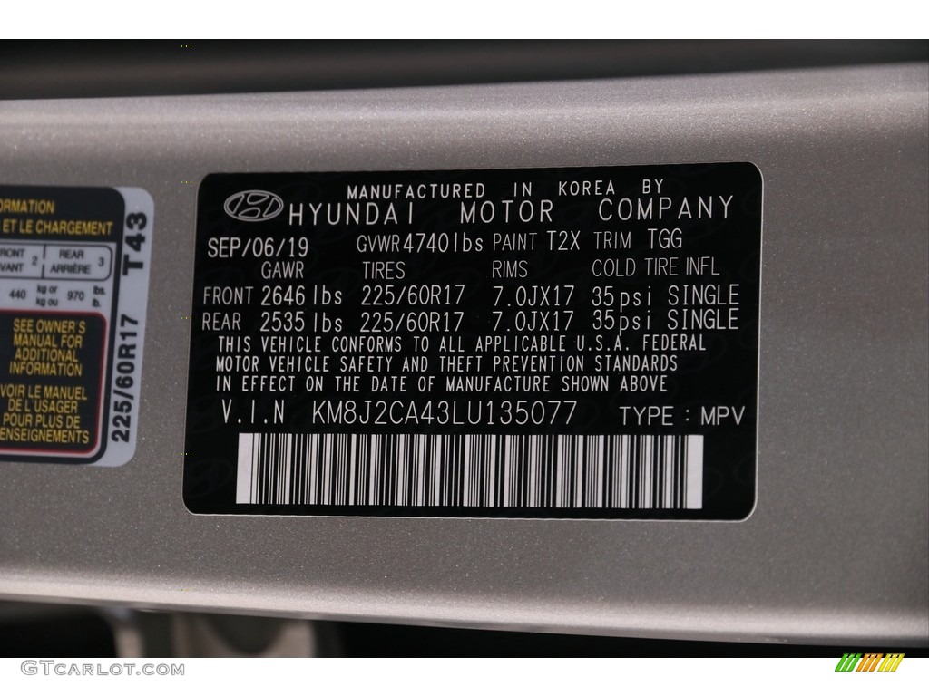 2020 Tucson Color Code T2X for Stellar Silver Photo #140649994