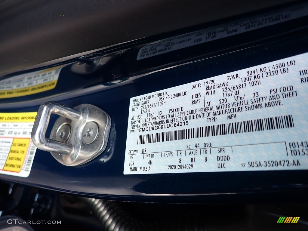 2020 Escape SE 4WD - Dark Persian Green Metallic / Dark Earth Gray photo #11