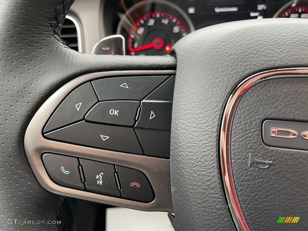 2021 Dodge Charger Scat Pack Black/Ruby Red Steering Wheel Photo #140653864