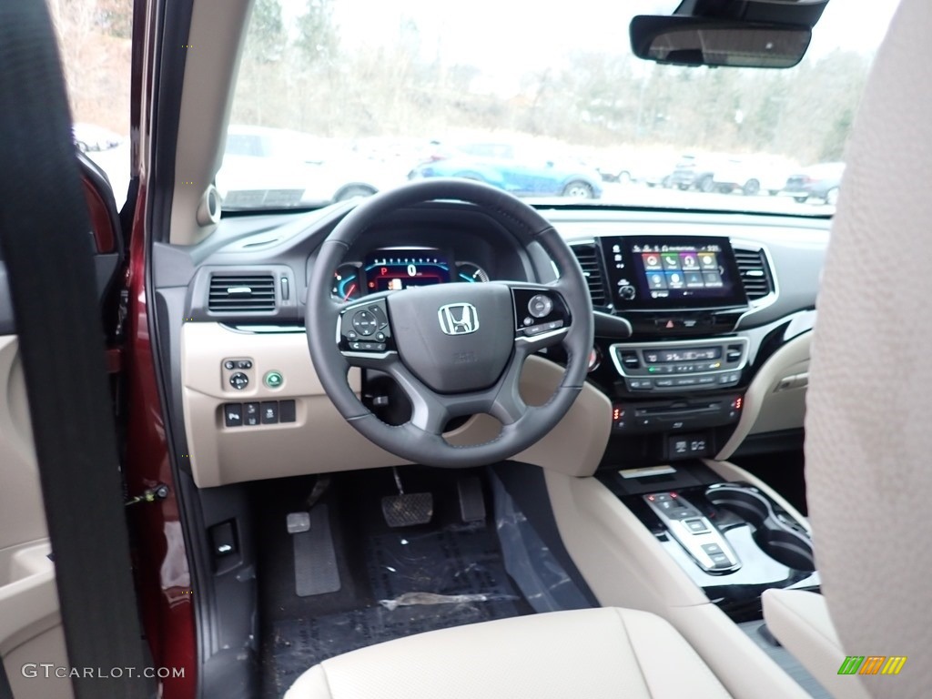 2021 Pilot Elite AWD - Deep Scarlet Pearl / Beige photo #9