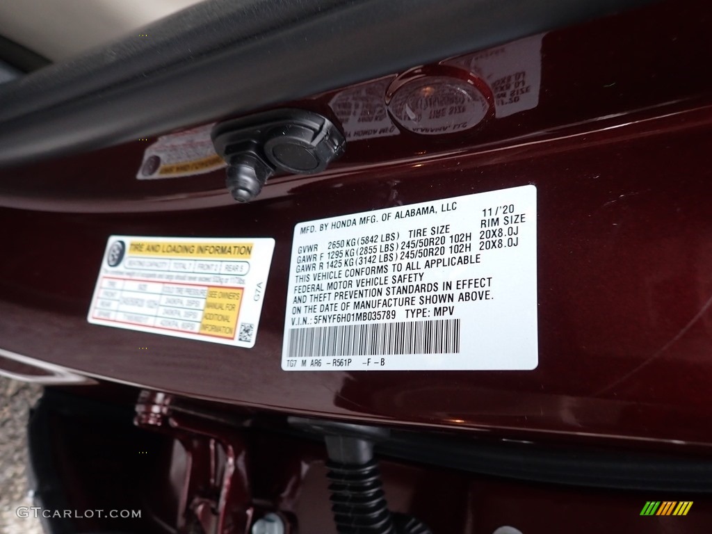 2021 Pilot Elite AWD - Deep Scarlet Pearl / Beige photo #11