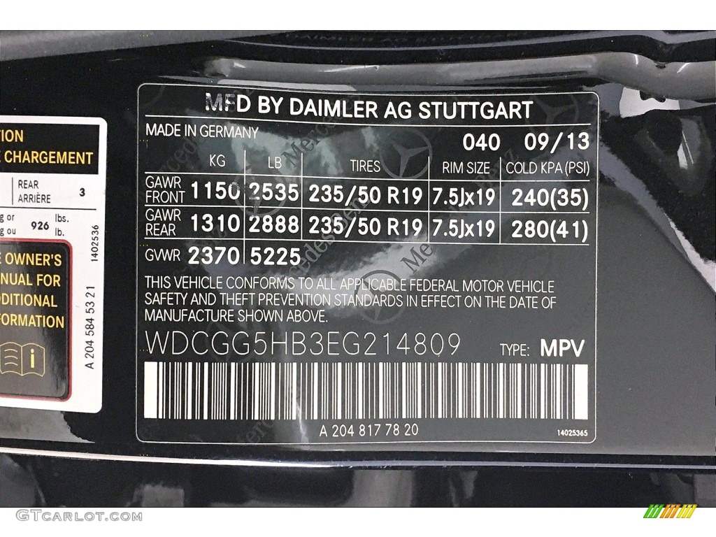 2014 Mercedes-Benz GLK 350 Color Code Photos