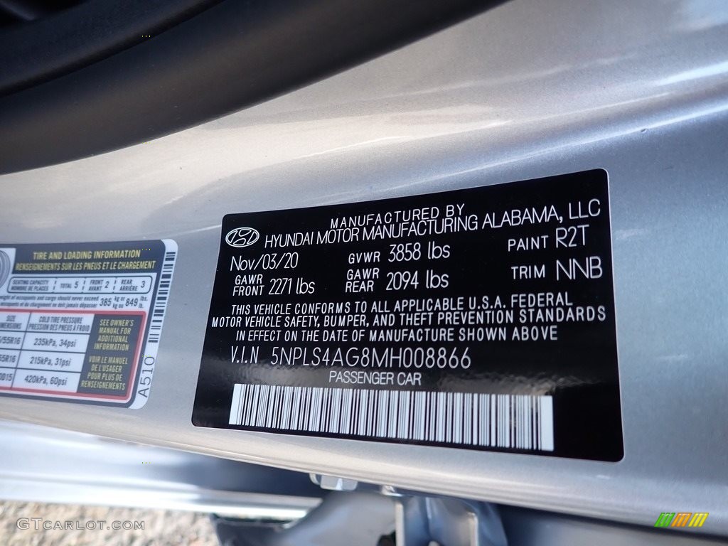 2021 Elantra SEL - Shimmering Silver Pearl / Black photo #12