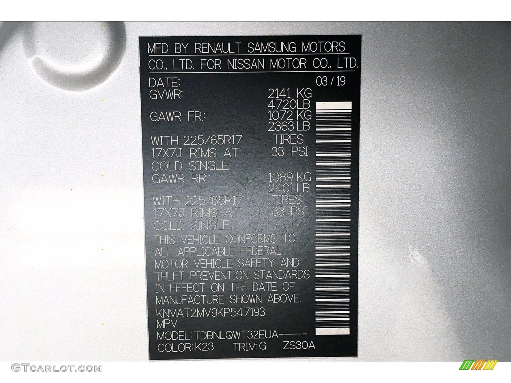 2019 Rogue Color Code K23 for Brilliant Silver Photo #140658328