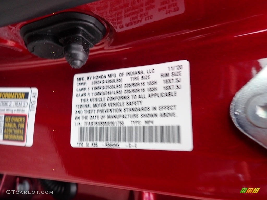2021 CR-V EX AWD Hybrid - Radiant Red Metallic / Gray photo #12