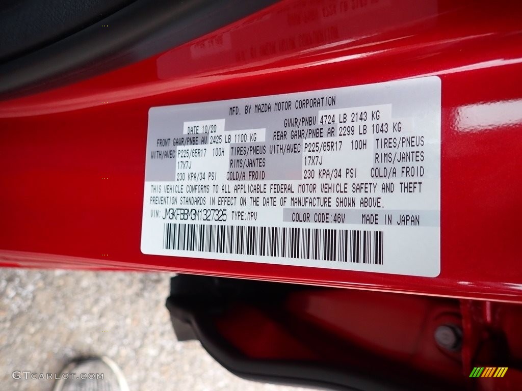 2021 CX-5 Color Code 46V for Soul Red Crystal Metallic Photo #140660606