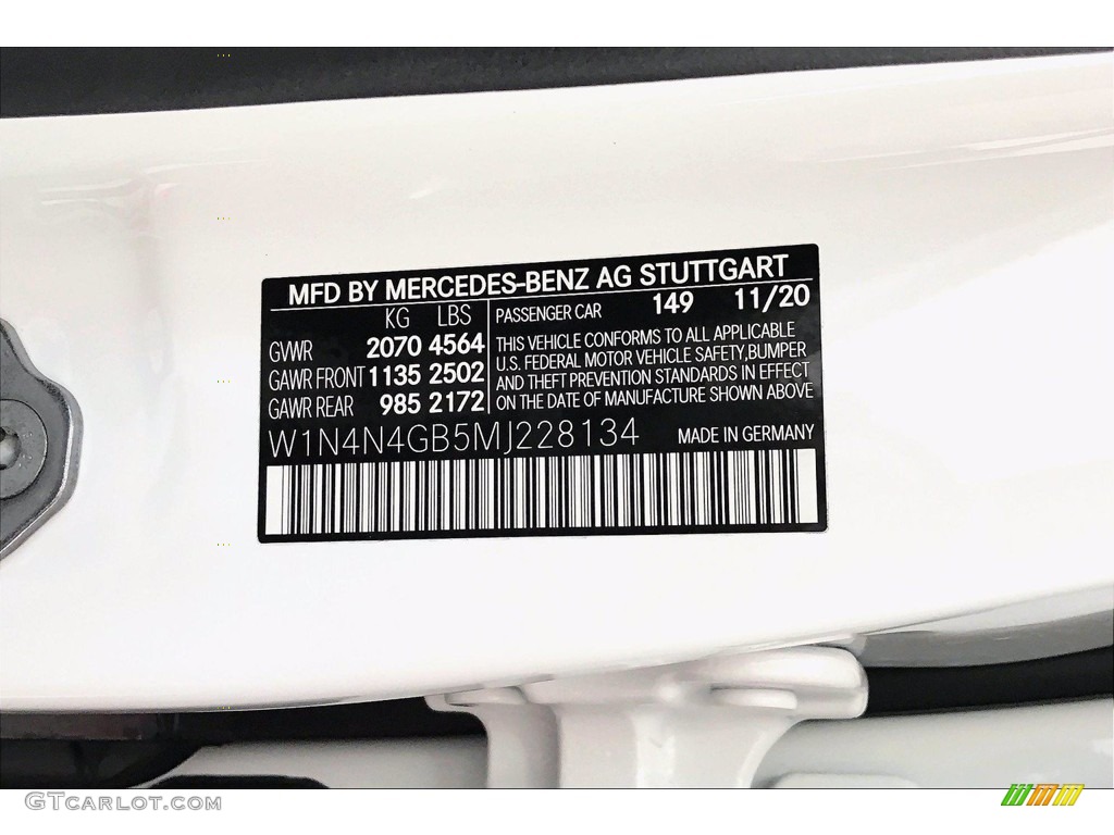 2021 GLA Color Code 149 for Polar White Photo #140662471