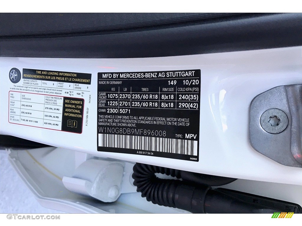 2021 GLC Color Code 149 for Polar White Photo #140662657