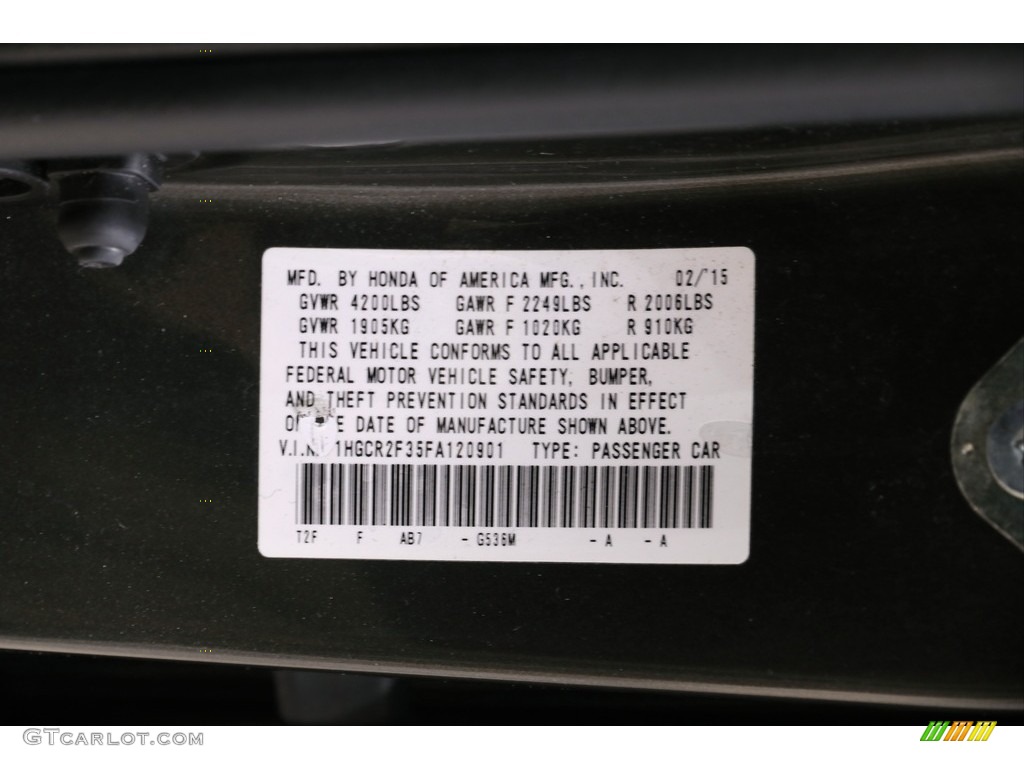 2015 Accord LX Sedan - Hematite Metallic / Black photo #23