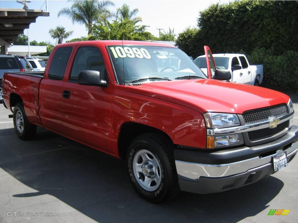 2004 Silverado 1500 Work Truck Extended Cab - Victory Red / Dark Charcoal photo #7