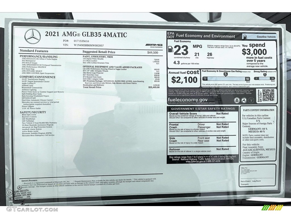 2021 GLB AMG 35 4Matic - Digital White Metallic / Black photo #9
