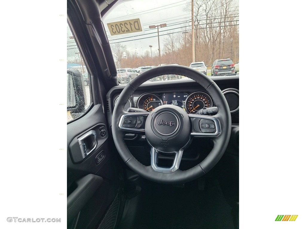 2021 Jeep Wrangler Unlimited Sahara 4x4 Black Steering Wheel Photo #140683430