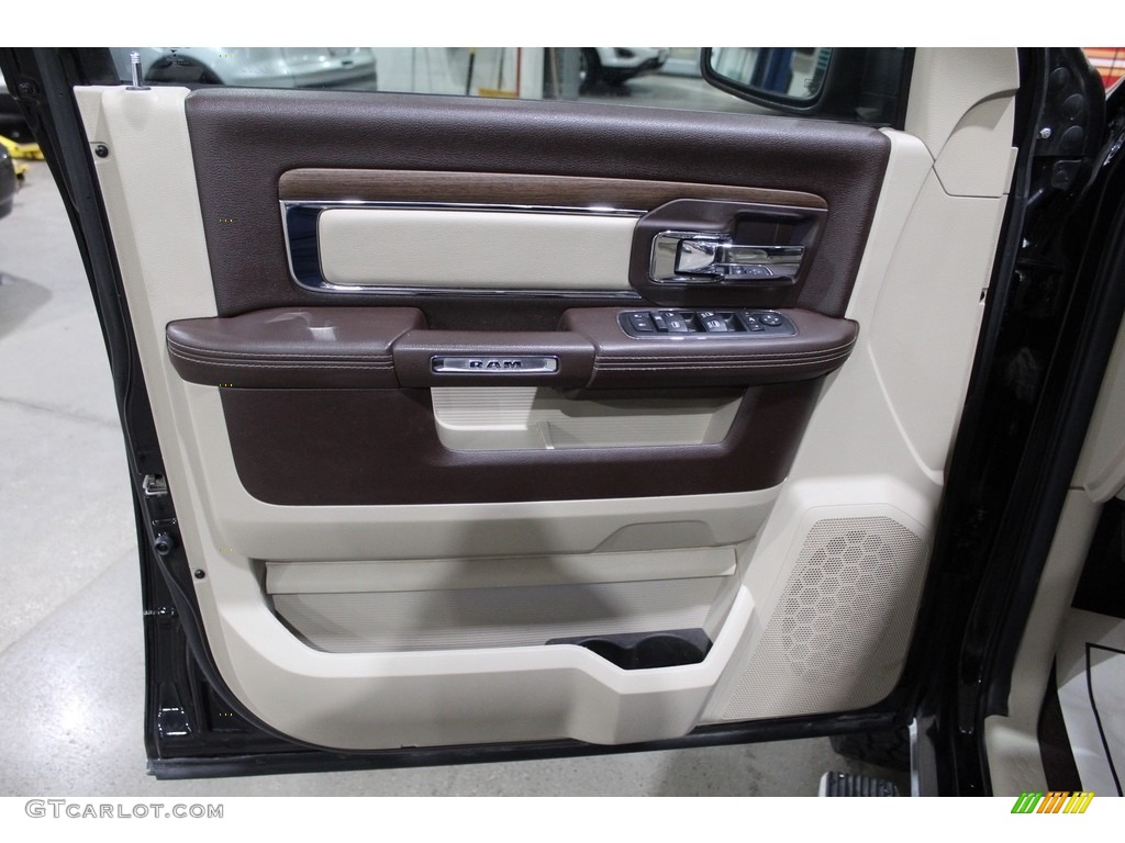 2014 Ram 1500 Laramie Crew Cab 4x4 Canyon Brown/Light Frost Beige Door Panel Photo #140685507