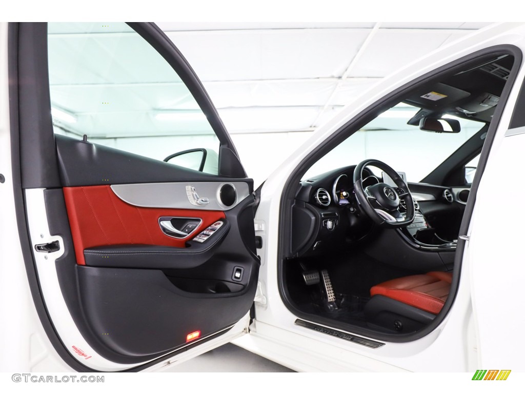 2018 Mercedes-Benz C 300 Sedan Cranberry Red/Black Door Panel Photo #140690661