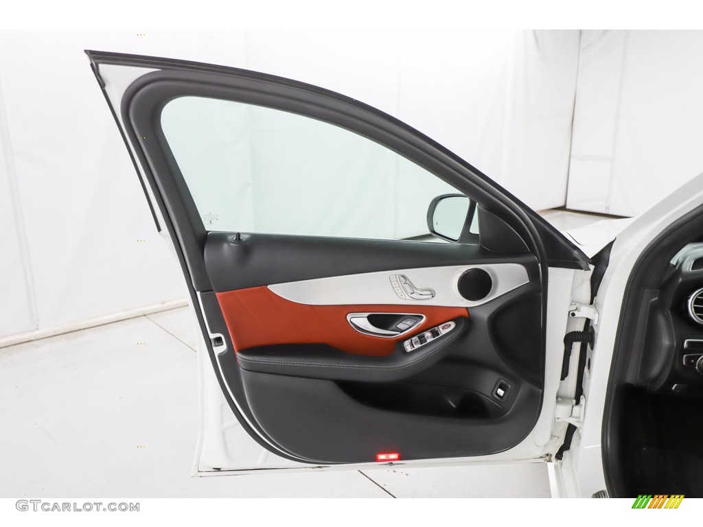 2018 Mercedes-Benz C 300 Sedan Cranberry Red/Black Door Panel Photo #140690685