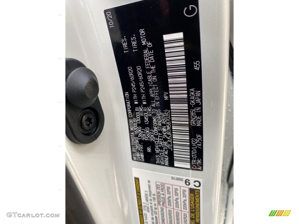 2021 4Runner Color Code 070 for Blizzard White Pearl Photo #140693829