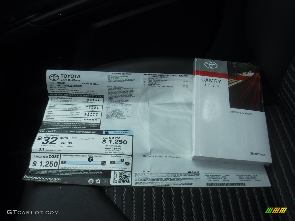 2020 Camry SE - Predawn Gray Mica / Black photo #28