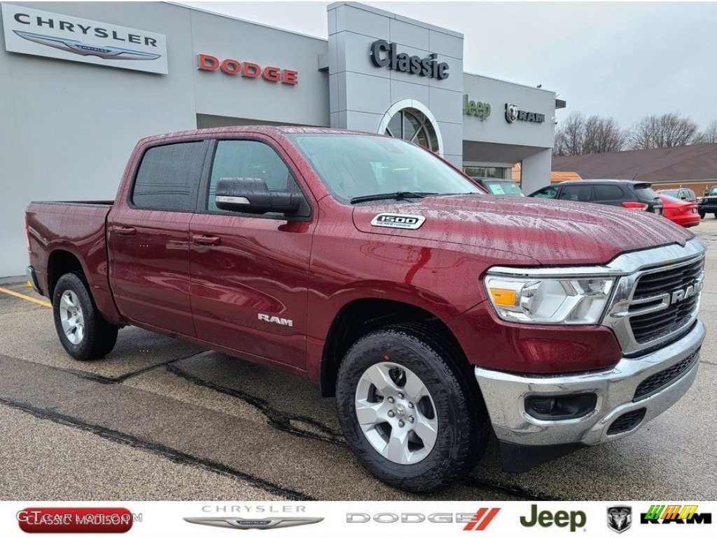 2021 1500 Big Horn Crew Cab 4x4 - Delmonico Red Pearl / Diesel Gray/Black photo #1