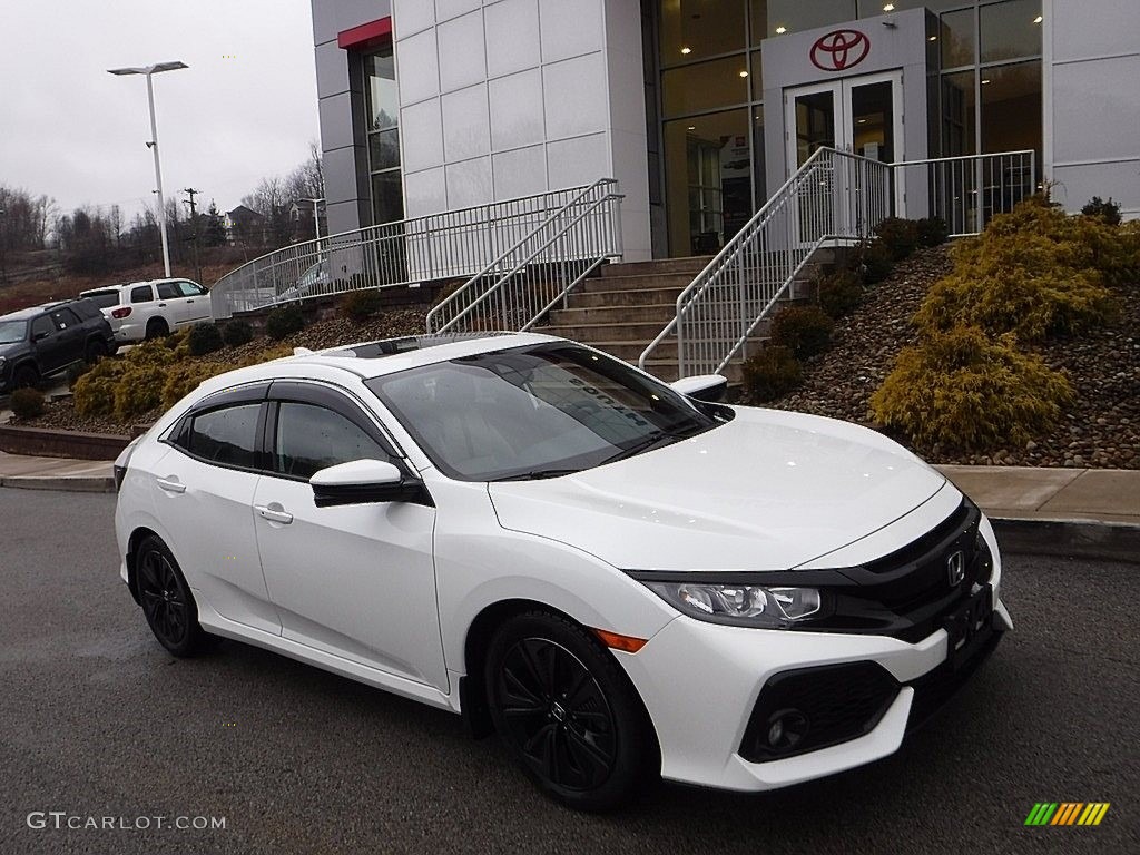 2019 Civic EX Hatchback - White Orchid Pearl / Black/Ivory photo #1