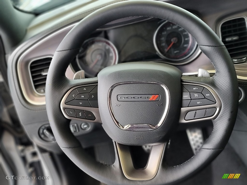 2021 Dodge Charger Scat Pack Black Steering Wheel Photo #140704751