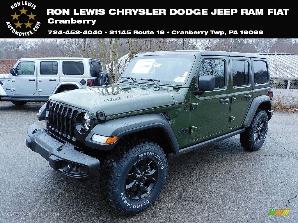 2021 Wrangler Unlimited Willys 4x4 - Sarge Green / Black photo #1