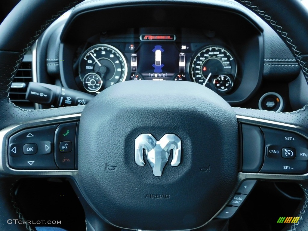 2021 Ram 1500 Rebel Crew Cab 4x4 Black Steering Wheel Photo #140711651
