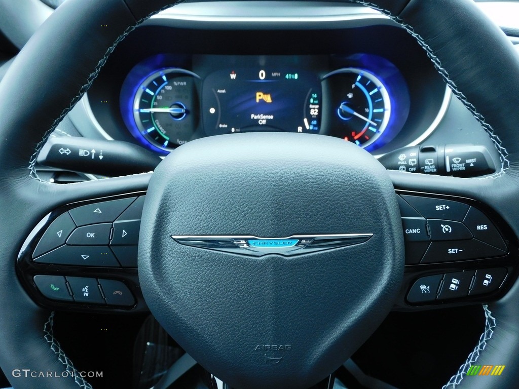 2021 Chrysler Pacifica Hybrid Touring Black Steering Wheel Photo #140730365
