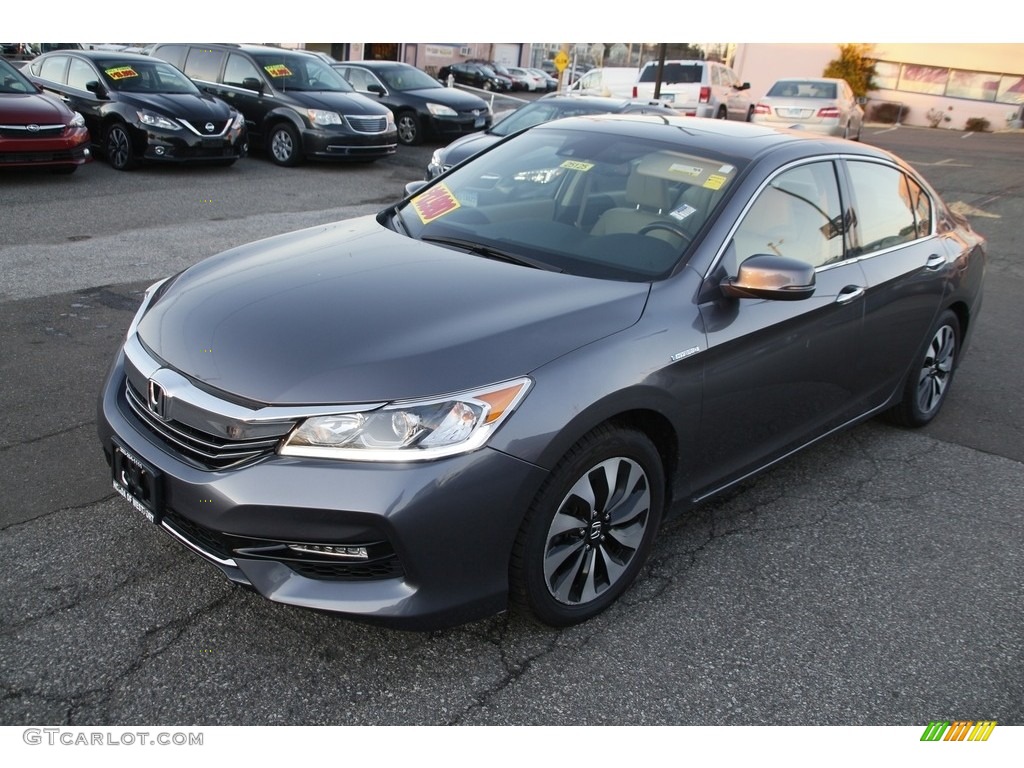 2017 Accord Hybrid EX-L Sedan - Modern Steel Metallic / Ivory photo #1