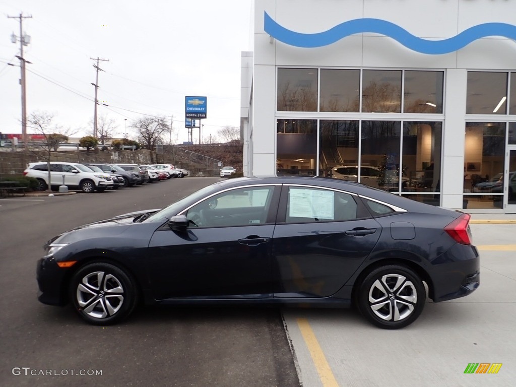 2018 Civic LX Sedan - Aegean Blue Metallic / Gray photo #2
