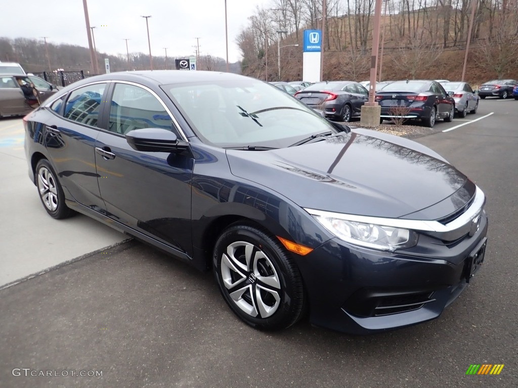 2018 Civic LX Sedan - Aegean Blue Metallic / Gray photo #7