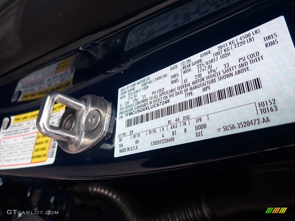 2020 Escape SE 4WD - Dark Persian Green Metallic / Dark Earth Gray photo #14