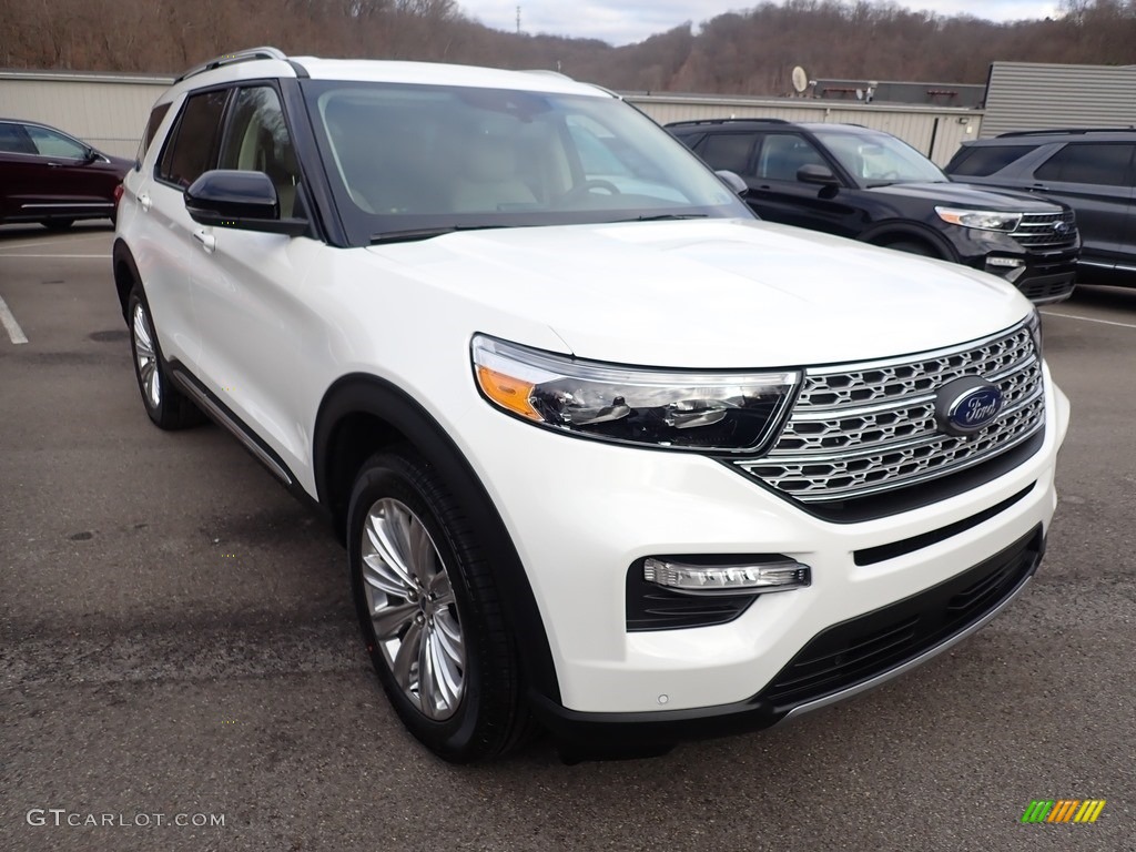 2021 Explorer Limited 4WD - Star White Metallic Tri-Coat / Sandstone photo #3