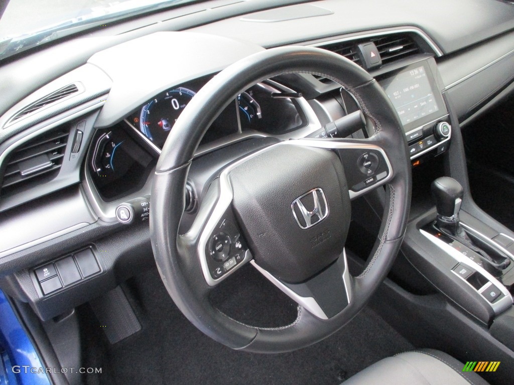 2018 Honda Civic EX-T Coupe Black/Gray Steering Wheel Photo #140748424