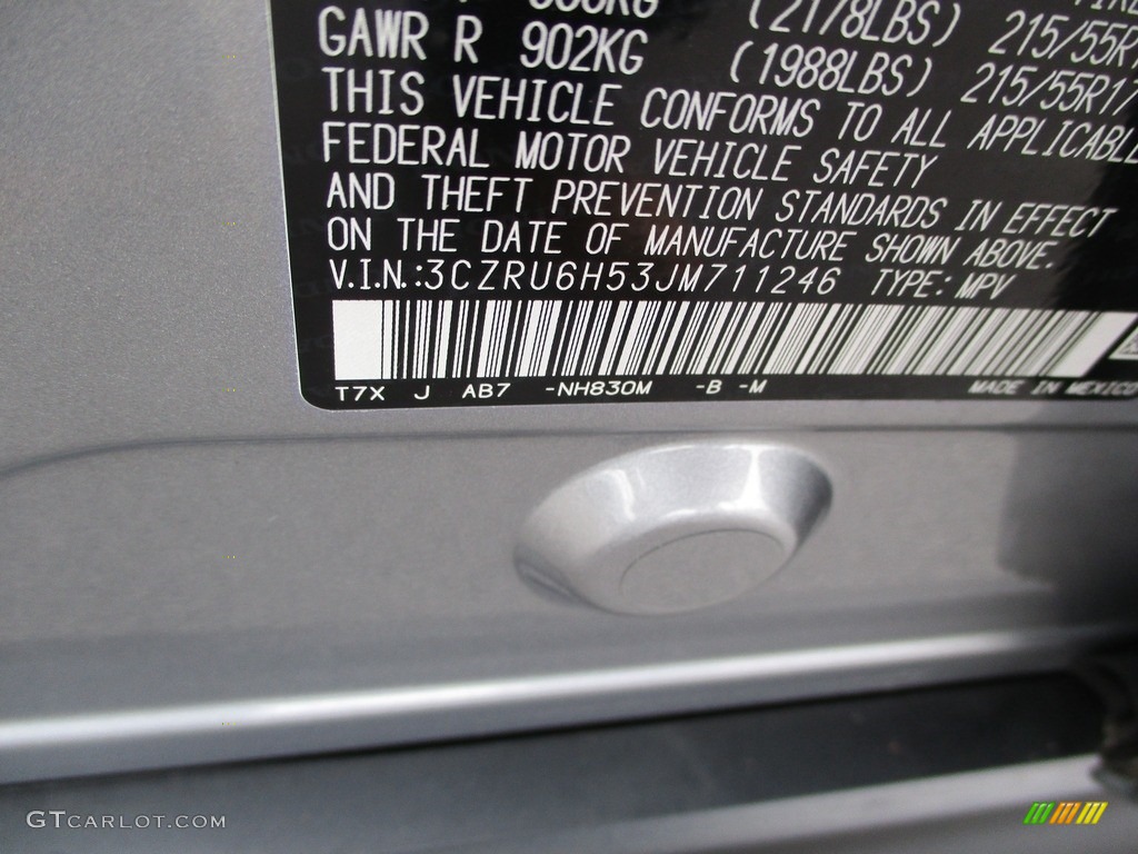 2018 HR-V Color Code NH830M for Lunar Silver Metallic Photo #140750191