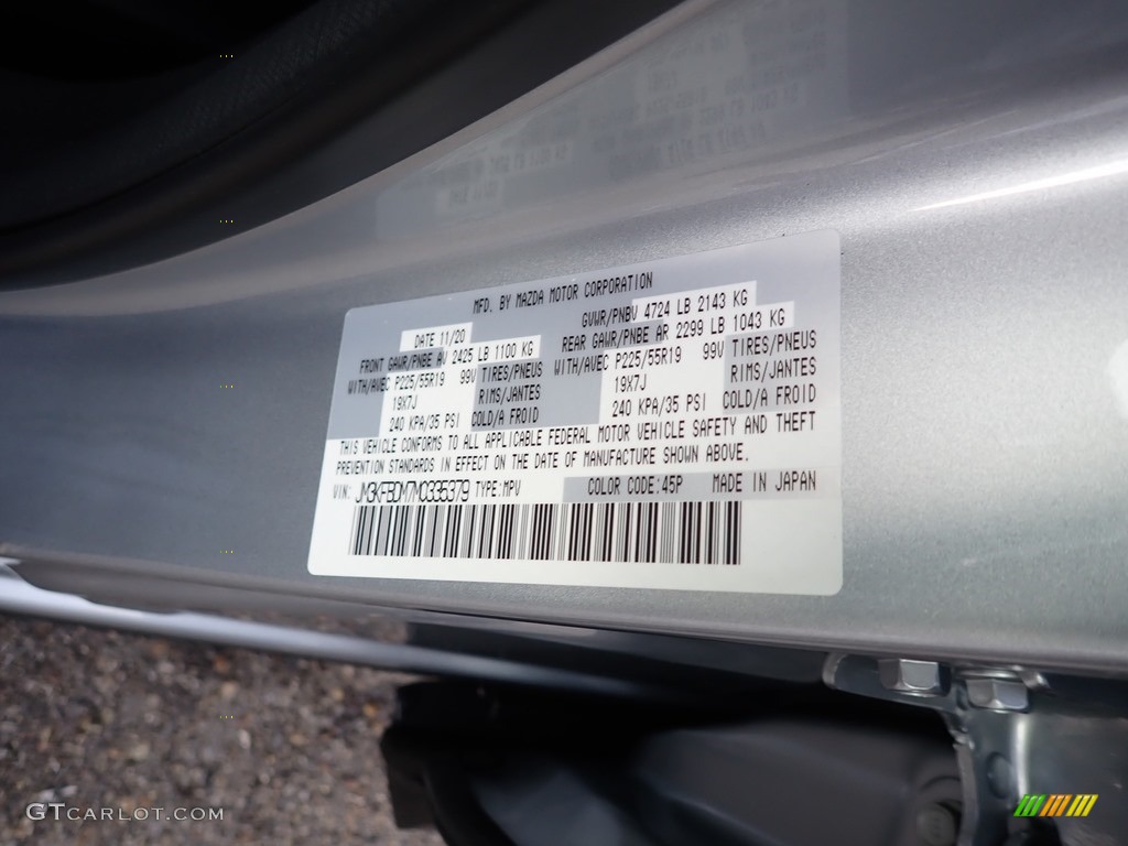 2021 CX-5 Grand Touring AWD - Sonic Silver Metallic / Black photo #12