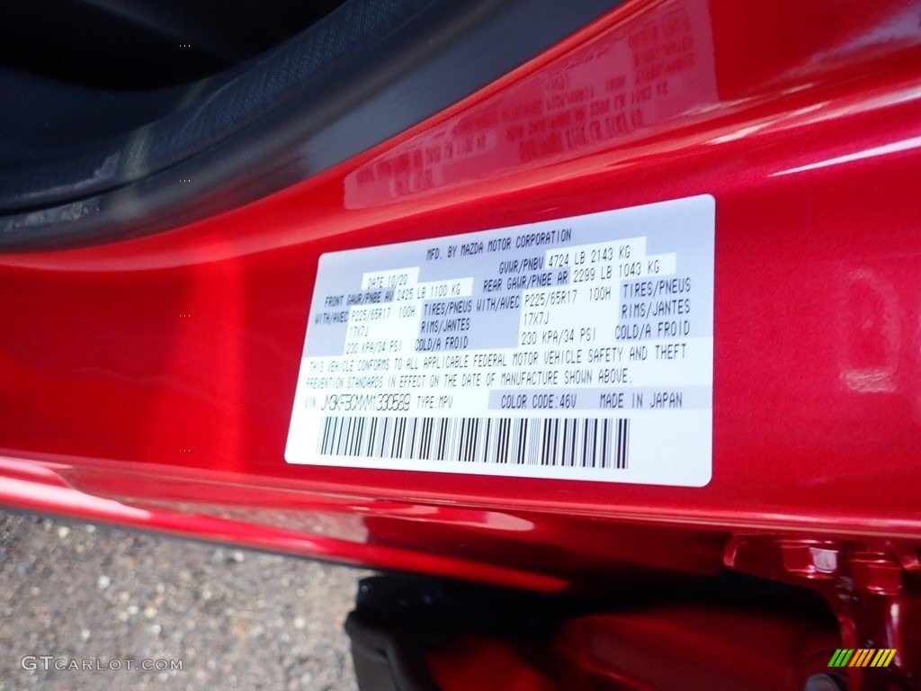 2021 CX-5 Color Code 46V for Soul Red Crystal Metallic Photo #140756803